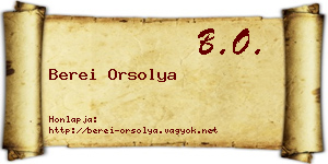 Berei Orsolya névjegykártya